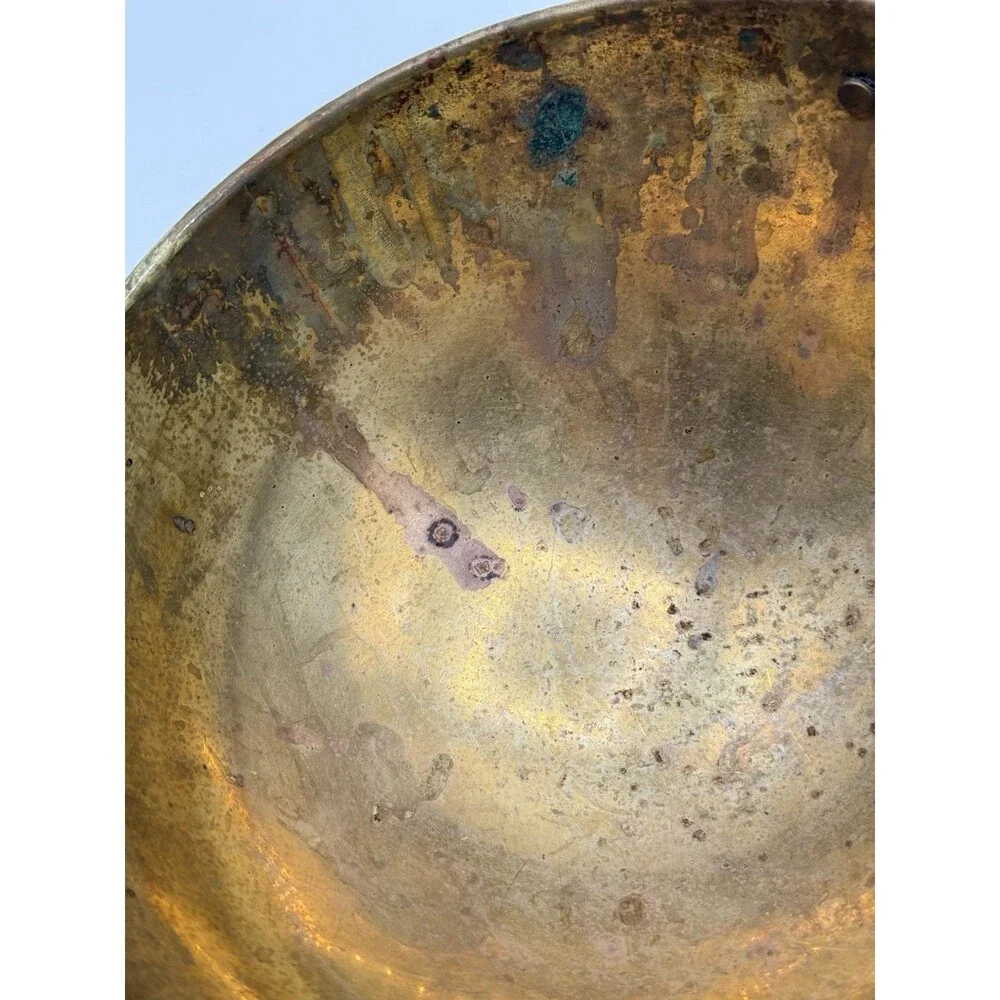 Vintage Small Brass Whisking Mixing Bowl w/ Hanging Handle